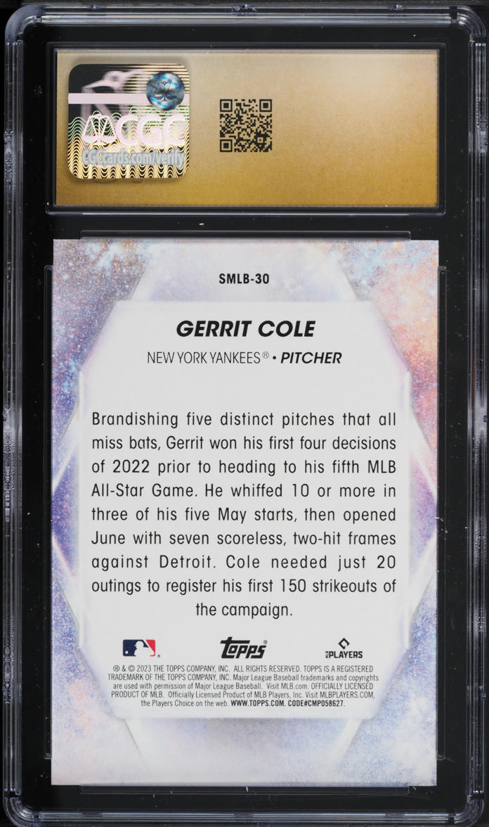 2023 Topps Stars Of MLB Gerrit Cole #SMLB-30 CGC 10 PRISTINE