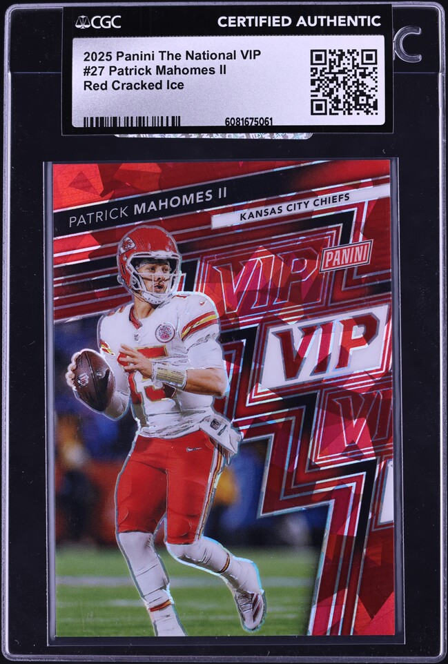 2025 Panini The National VIP Red Cracked Ice Patrick Mahomes