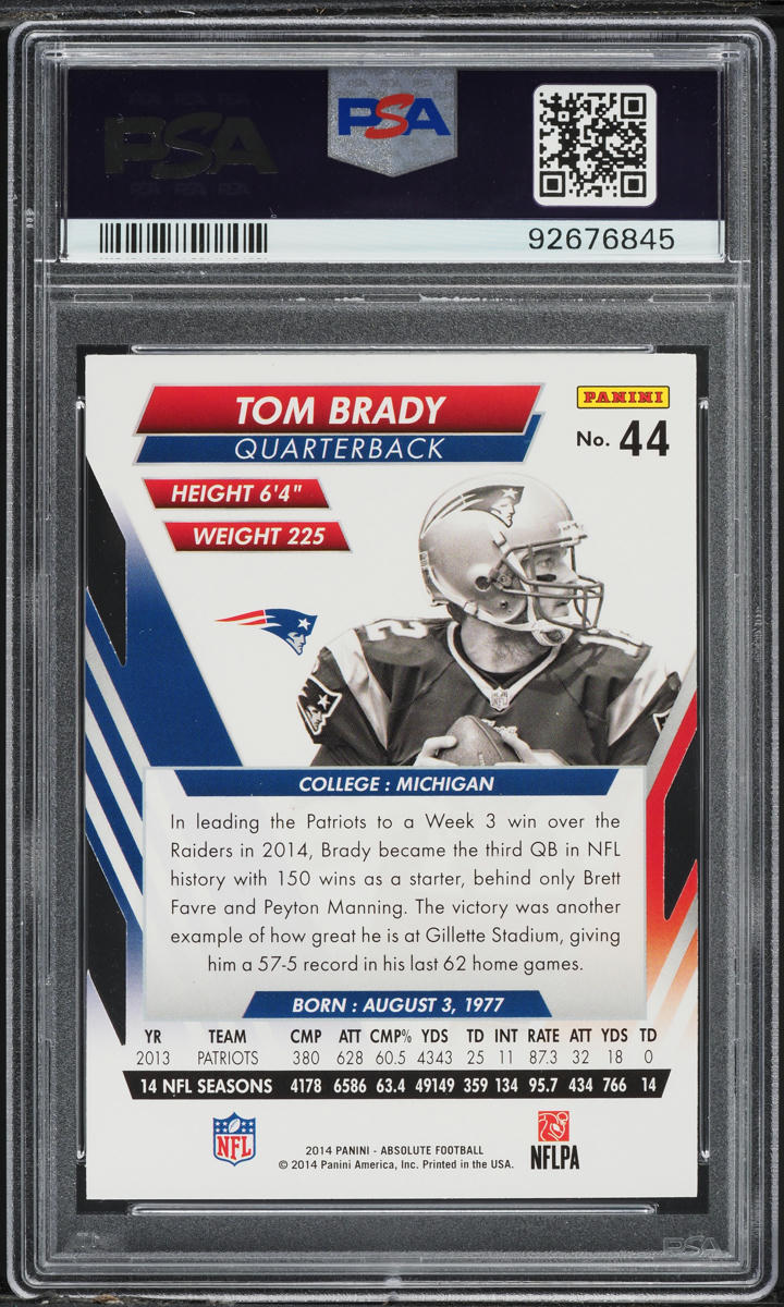2014 Absolute Football Tom Brady #44 PSA 9 MINT