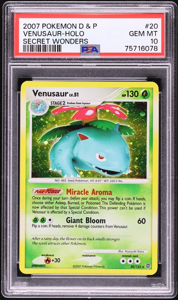 2007 Pokemon Diamond & Pearl Secret Wonders Holo Venusaur #20 PSA 10 GEM MINT