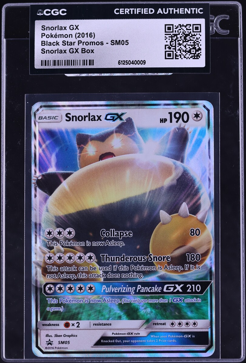2016 Pokemon Sun & Moon Black Star Promo Full Art Snorlax GX #SM05 CGC AUTH