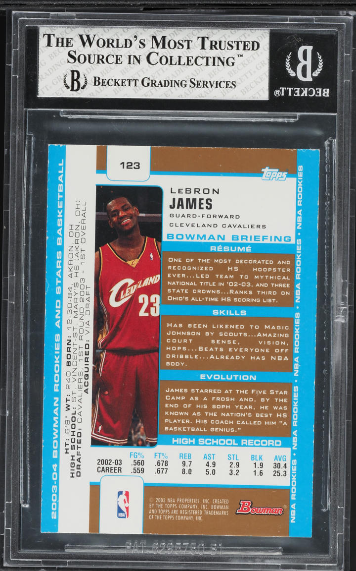 2003 Bowman Gold LeBron James #123 BGS 8 NM-MT on Fanatics Collect