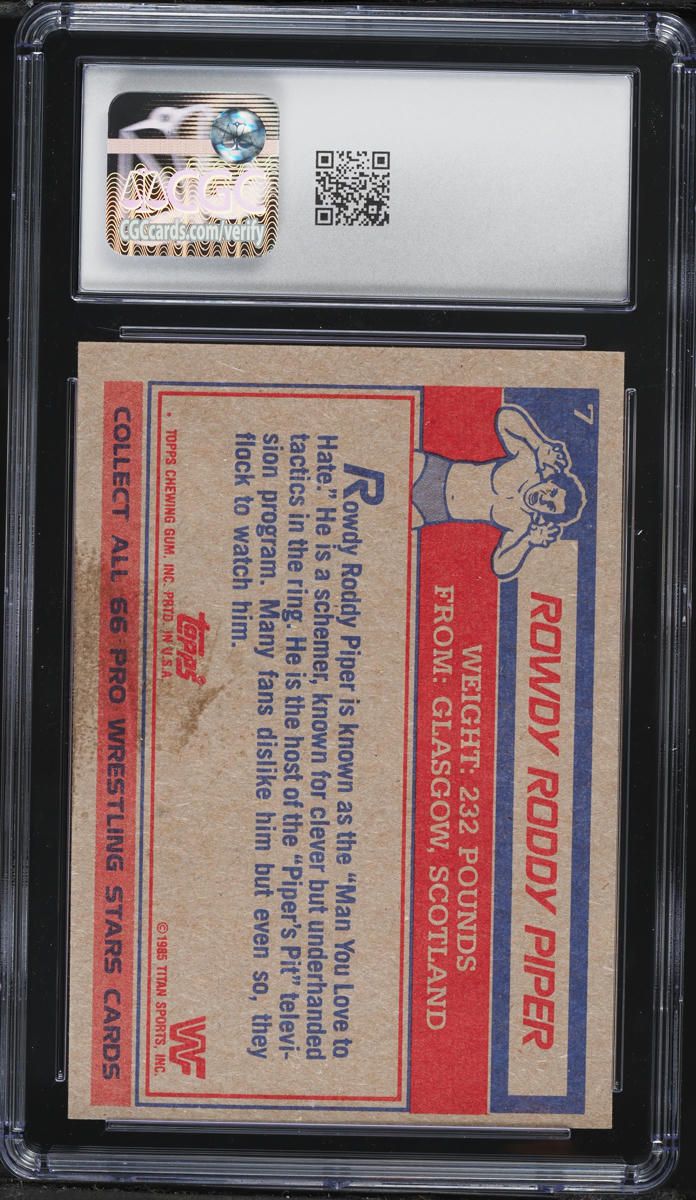 1985 Topps WWF Wrestling Rowdy Roddy Piper ROOKIE #7 CGC 6 EXMT