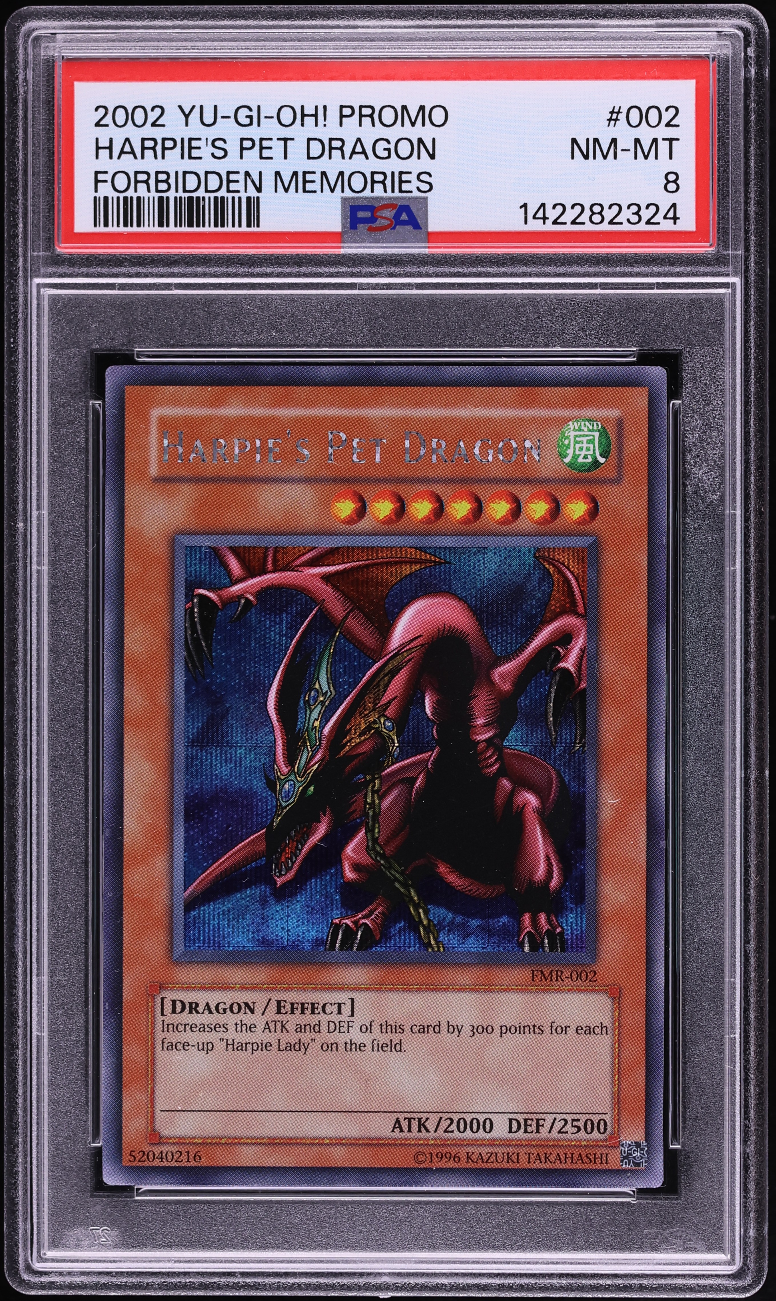 2002 Yu-Gi-Oh! FMR Promo Prismatic Secret Rare Harpie's Pet Dragon #FMR-002 PSA 8 NM-MT