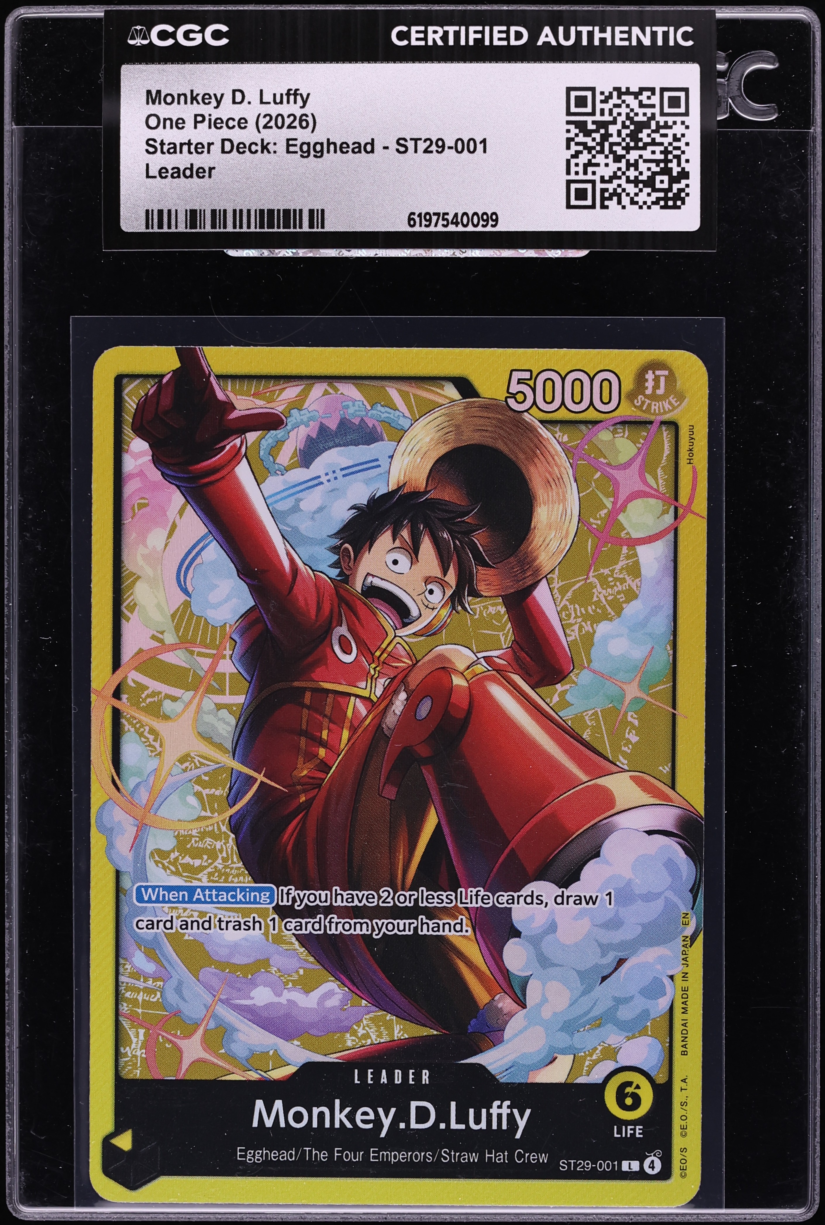 2026 One Piece Starter Deck Egghead Leader Monkey D. Luffy #ST29-001 CGC AUTH