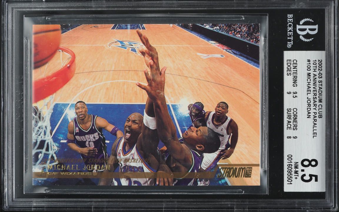 2002 Stadium Club 10th Anniversary Parallel Michael Jordan #100 BGS 8.5 NM-MT+