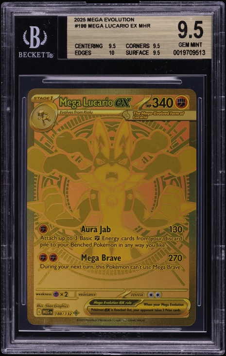 2025 Pokemon Mega Evolution MHR Mega Lucario Ex #188 BGS 9.5 GEM MINT