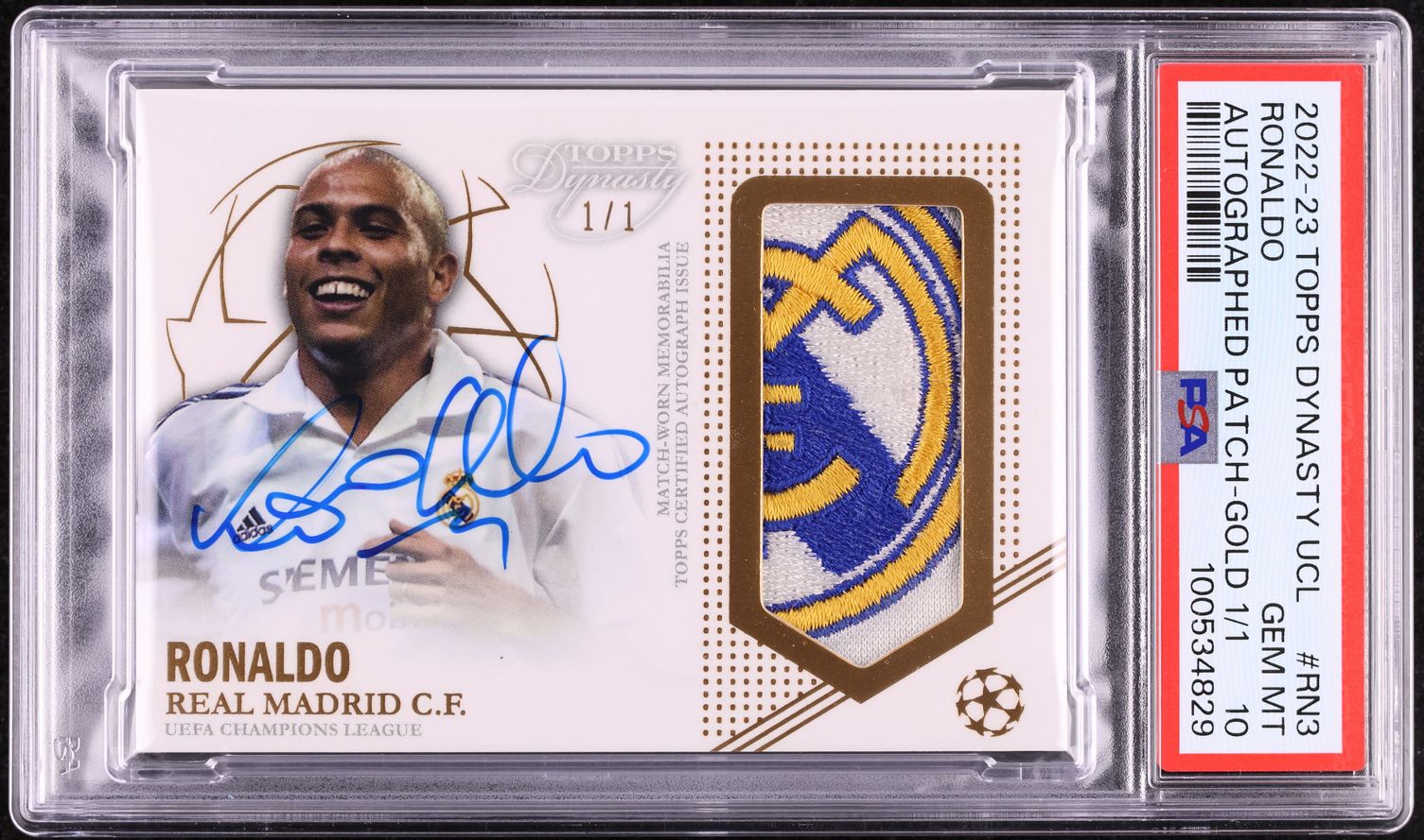2022 Topps Dynasty UEFA Gold Ronaldo PATCH AUTO 1/1 #AP-RN3 PSA 10 