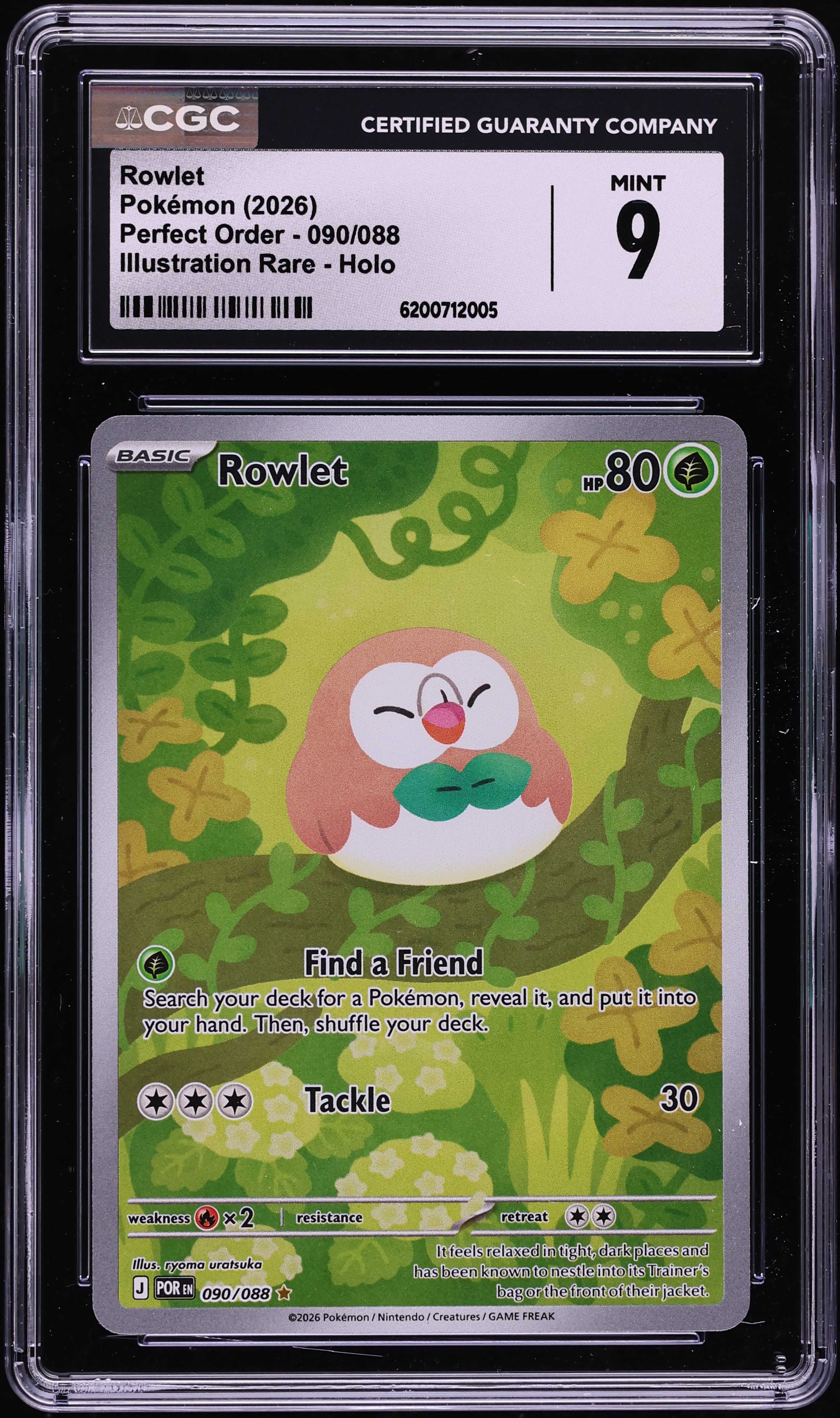 2026 Pokemon Mega Evolution Perfect Order IR Rowlet #90 CGC 9 MINT
