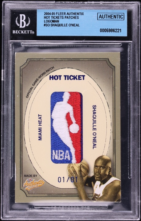 2004 Fleer Authentix Hot Tickets Shaquille O'Neal LOGOMAN PATCH 1/1 #HT-SO BGS AUTH