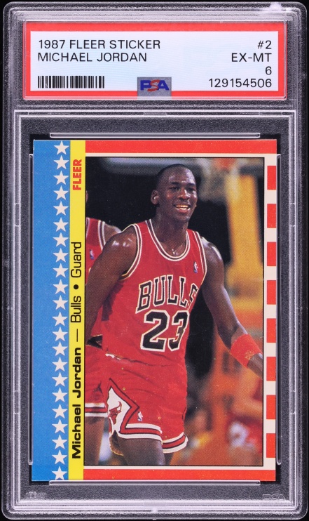 1987 Fleer Sticker Michael Jordan #2 PSA 6 EXMT