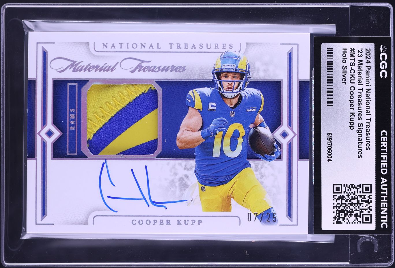 2024 National Treasures '23 Holo Silver Cooper Kupp ROOKIE PATCH AUTO /75 #MTS-CKU CGC AUTH
