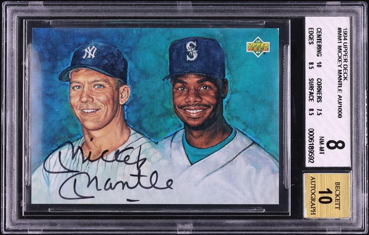 1994 Upper Deck Ken Griffey Jr & Mickey Mantle AUTO #MM1 BGS 8 NM-MT - Photo 1