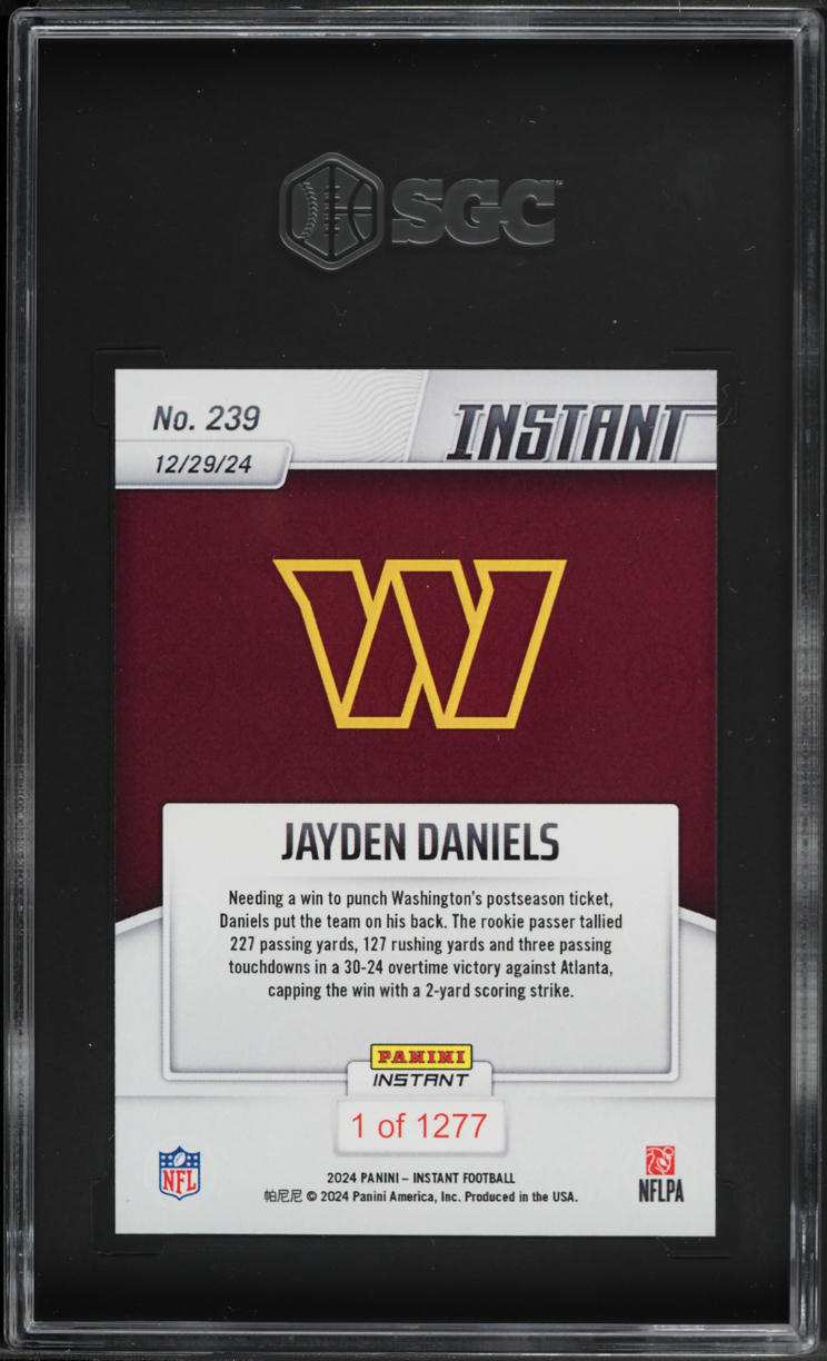 2024 Panini Instant Jayden Daniels ROOKIE #239 SGC 10 GEM MINT