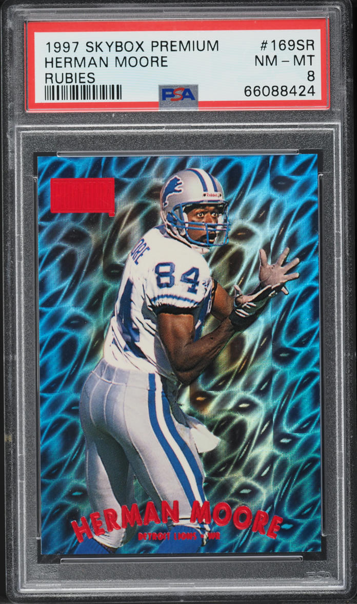 1997 Skybox Premium Rubies Herman Moore /50 #169SR PSA 8 NM-MT