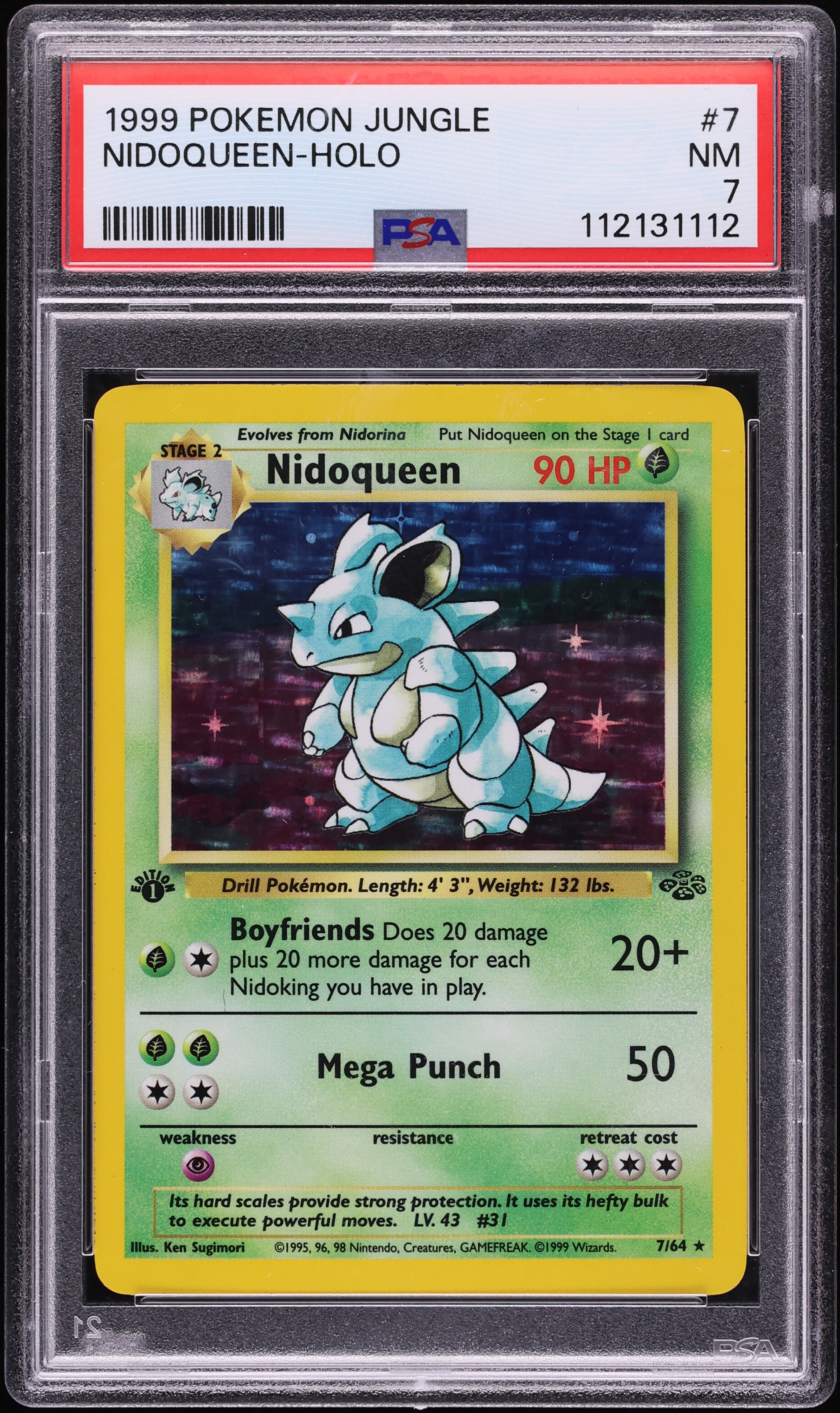 1999 Pokemon Jungle 1st Edition Holo Nidoqueen #7 PSA 7 NRMT