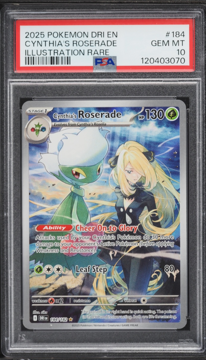 2025 Pokemon SV Destined Rivals IR Cynthia's Roserade #184 PSA 10 GEM MINT
