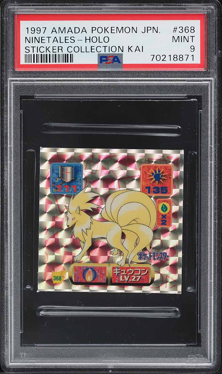 1997 Pokemon Japanese Amada Sticker Collection Kai Holo Ninetales #368 PSA 9 MINT