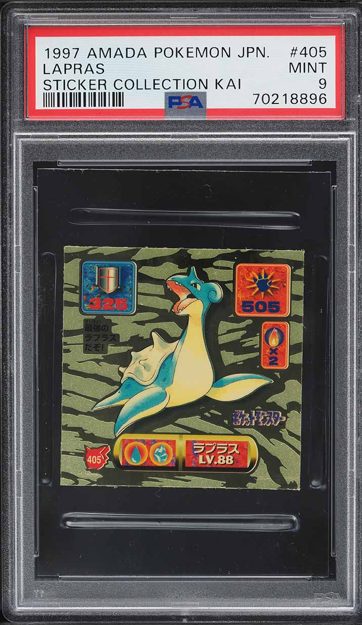 1997 Pokemon Japanese Amada Sticker Collection Kai Lapras #405 PSA 9 MINT