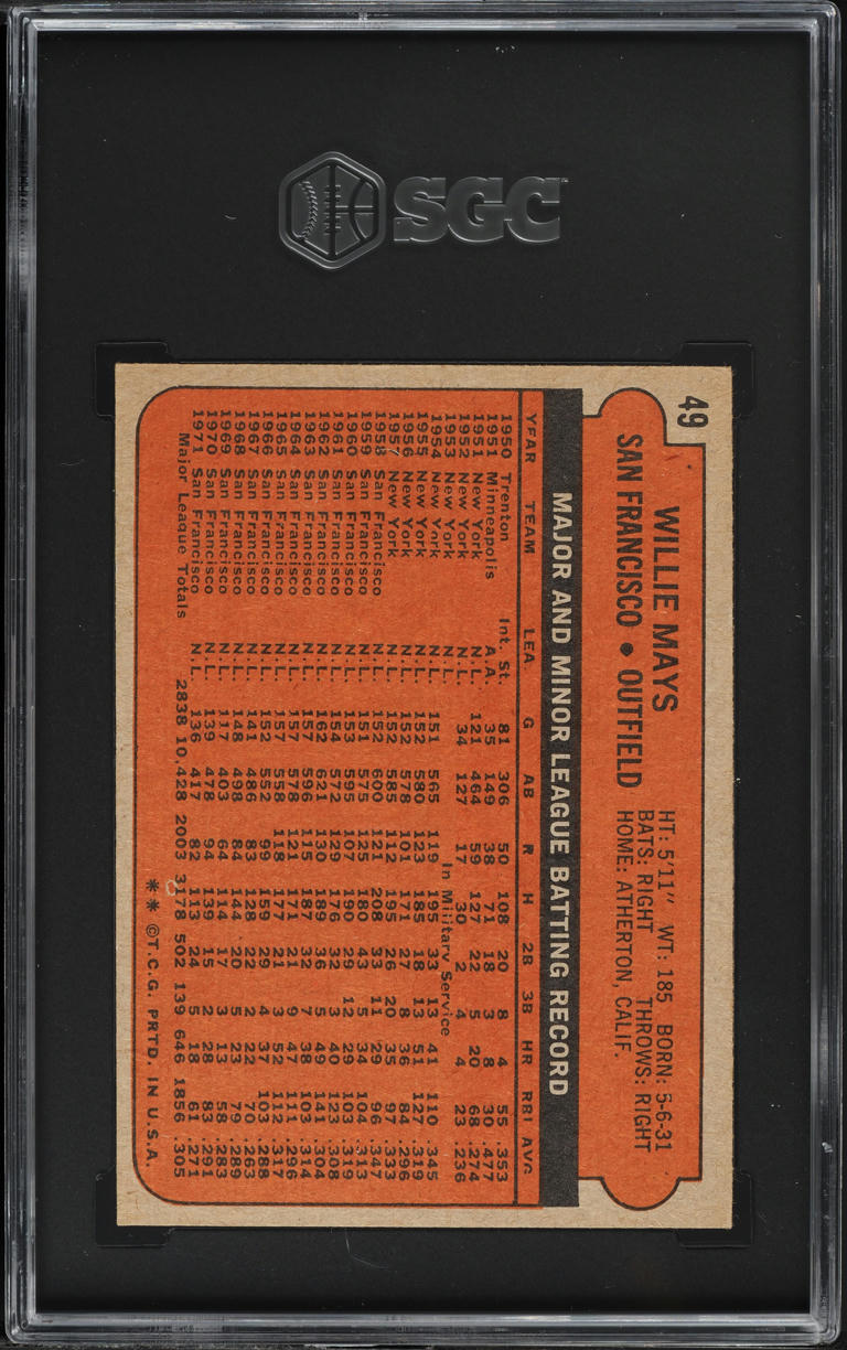 1972 Topps Willie Mays #49 SGC 4.5 VGEX+