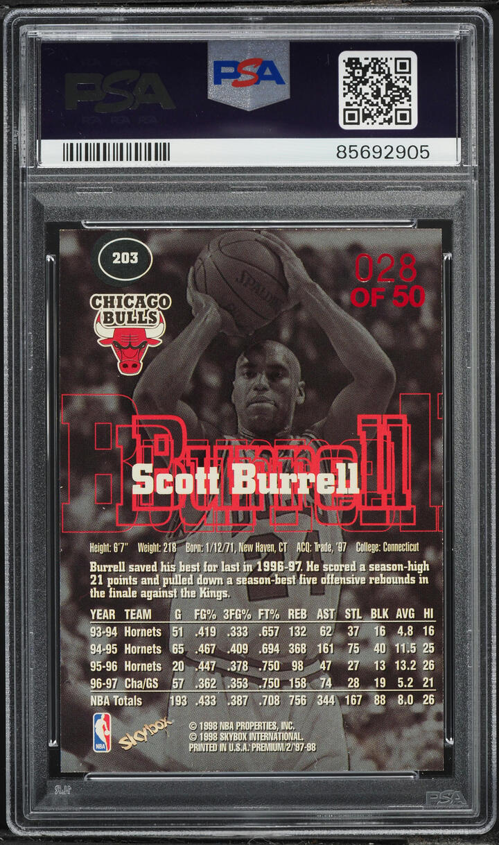 1997 Skybox Premium Star Rubies Scott Burrell /50 #203 PSA AUTH