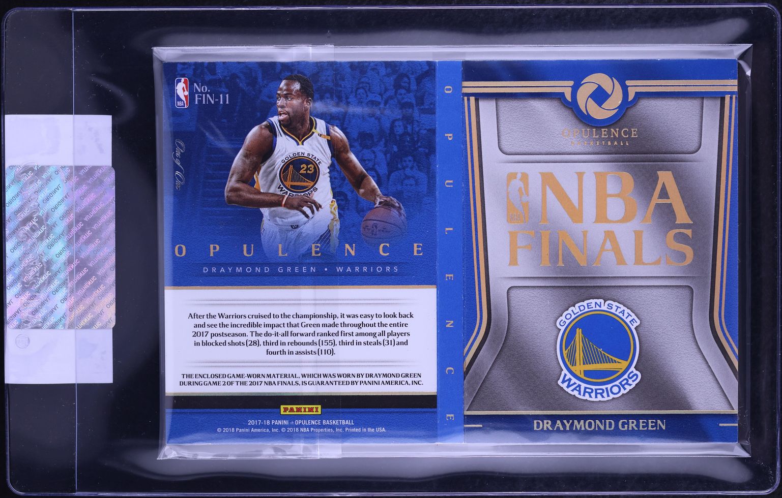 2017 Panini Opulence NBA Finals Booklet Draymond Green LOGOMAN PATCH 1/1 #FIN-11 CGC AUTH