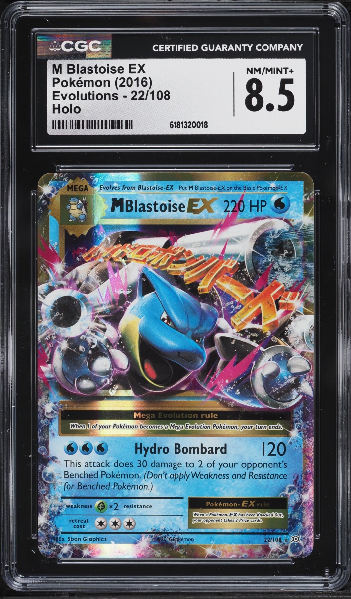 2016 Pokemon XY Evolutions Holo M Blastoise EX #22 CGC 8.5 NM-MT+