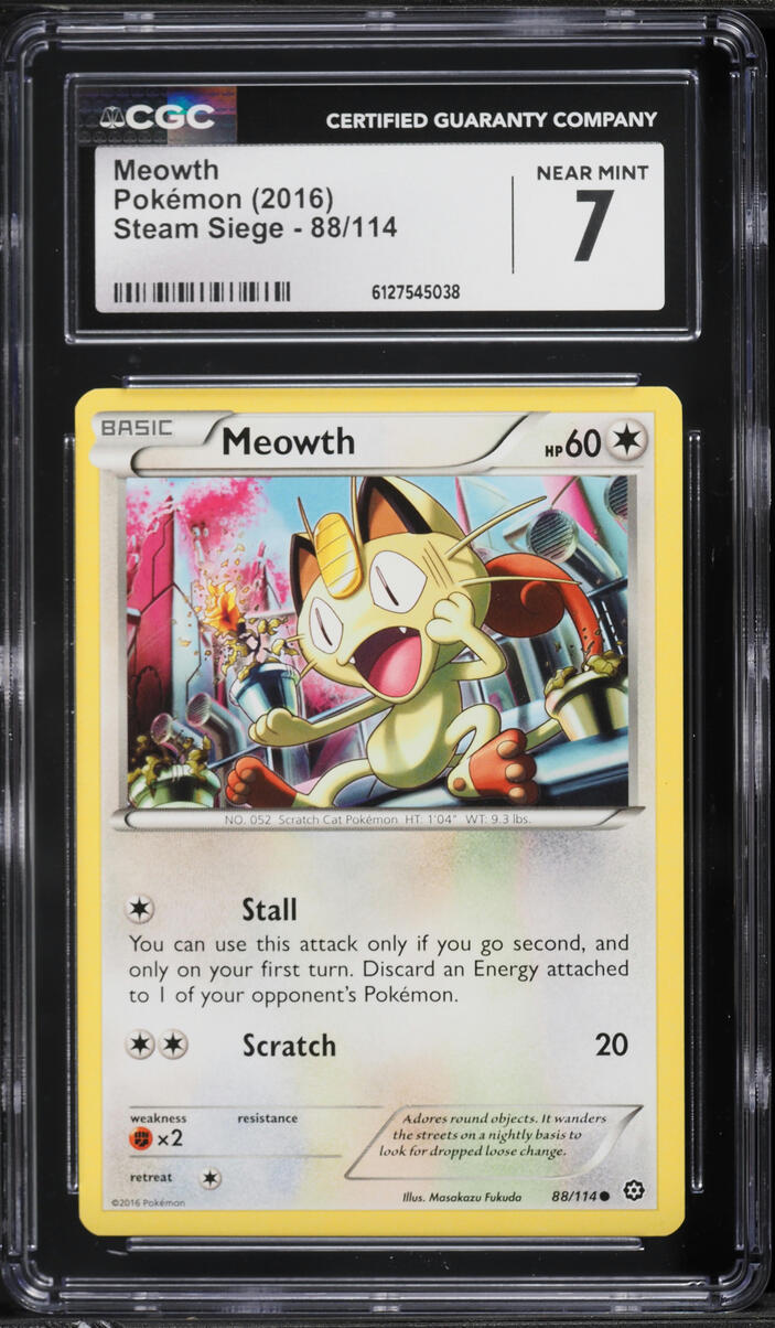 2016 Pokemon XY Steam Siege Meowth #88 CGC 7 NRMT