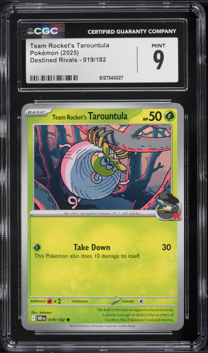 2025 Pokemon Scarlet & Violet Destined Rivals Team Rocket's Tarountula #019 CGC 9 MINT