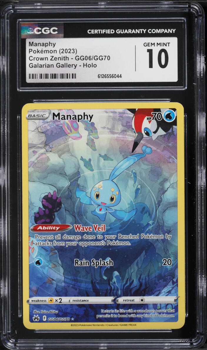 2023 Pokemon Sword & Shield Crown Zenith Galarian Gallery Alt Art Manaphy #GG06 CGC 10 GEM MINT