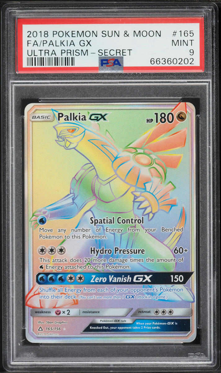 2018 Pokemon Sun & Moon Ultra Prism Rainbow Rare Palkia GX #165 PSA 9 MINT