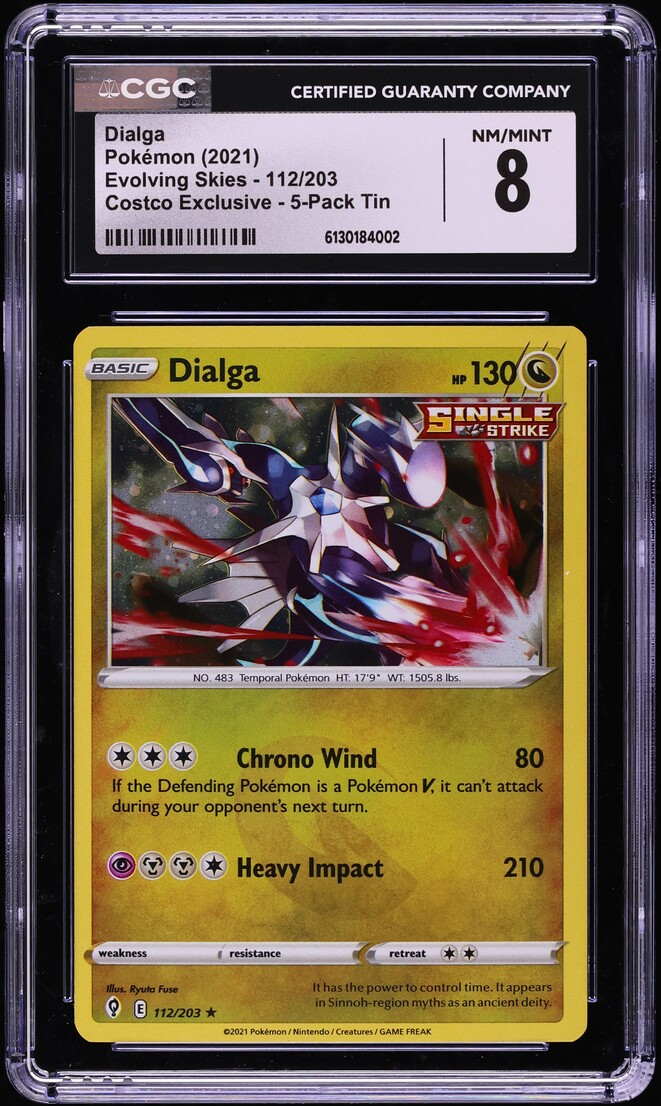 2021 Pokemon SWSH Evolving Skies Costco Exclusive 5-Pack Tin Dialga #112 CGC 8 NM-MT