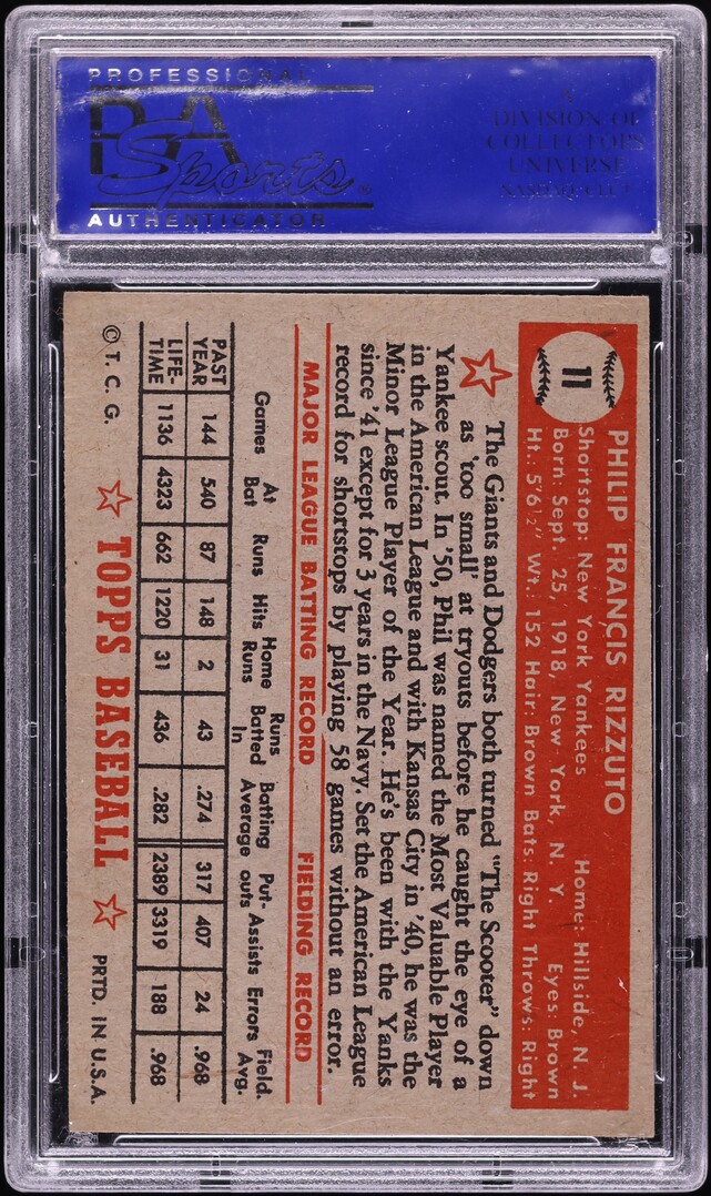 1952 Topps Phil Rizzuto #11 PSA 6 EXMT