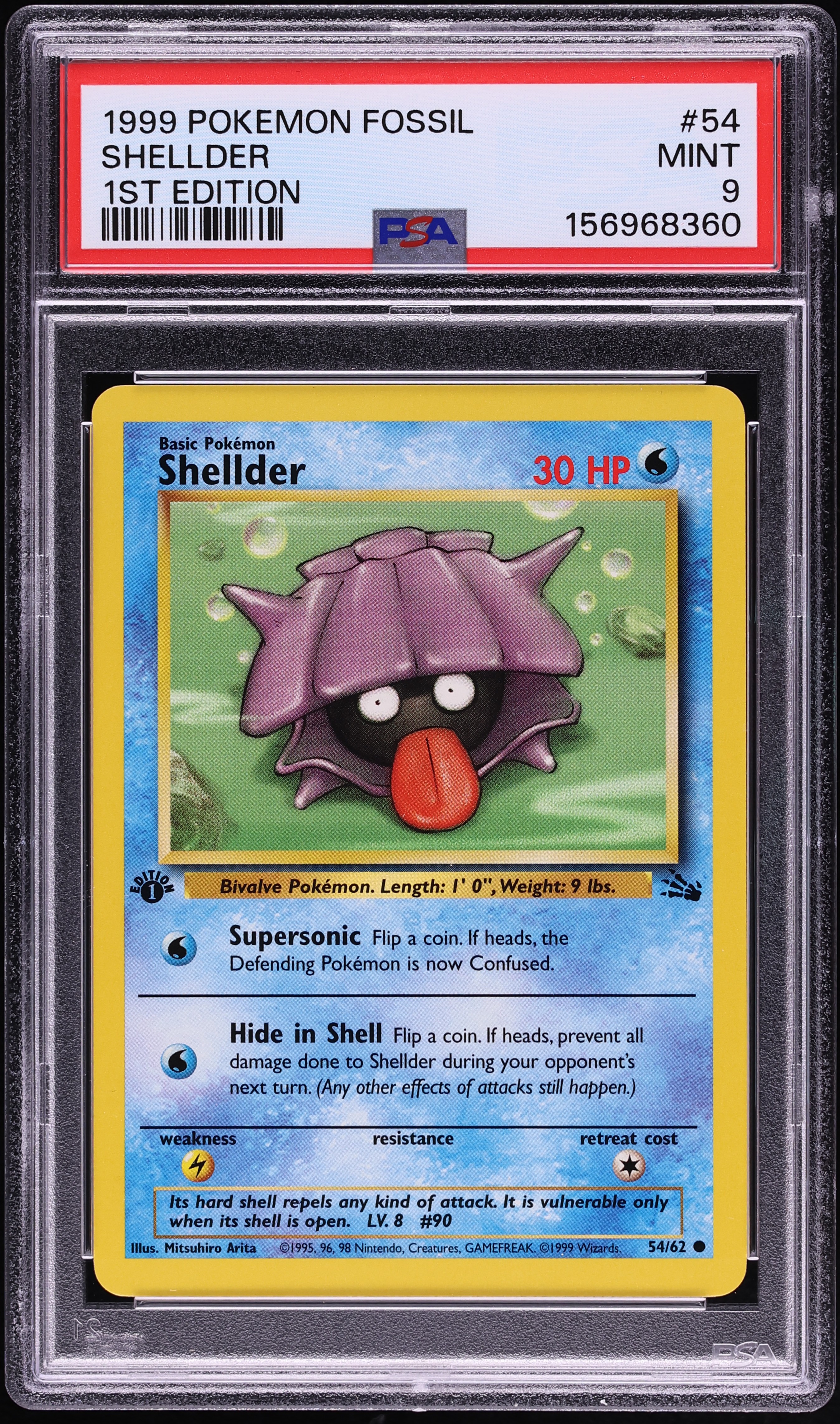 1999 Pokemon Fossil 1st Edition Shellder #54 PSA 9 MINT