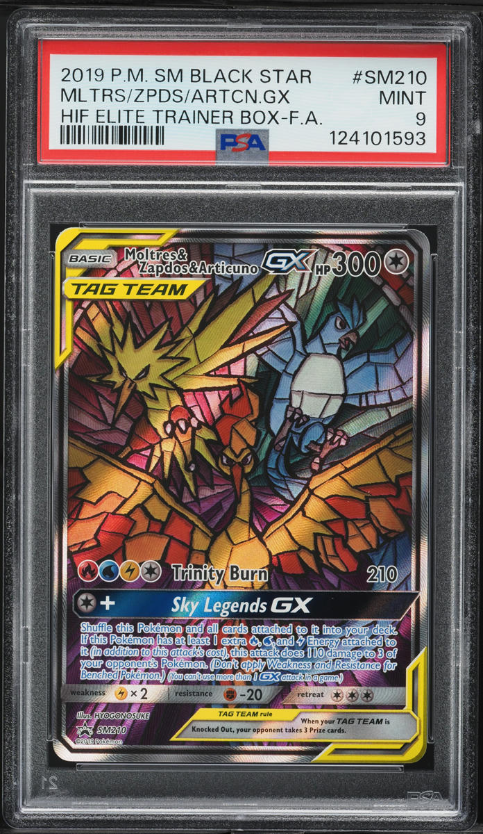 2019 Pokemon SM Promo Hidden Fates Moltres & Zapdos & Articuno GX #SM210 PSA 9