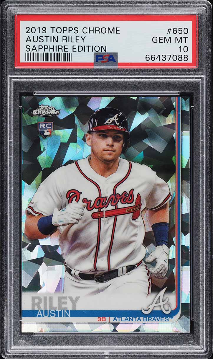2019 Topps Chrome Sapphire Austin Riley ROOKIE #650 PSA 10 GEM MINT