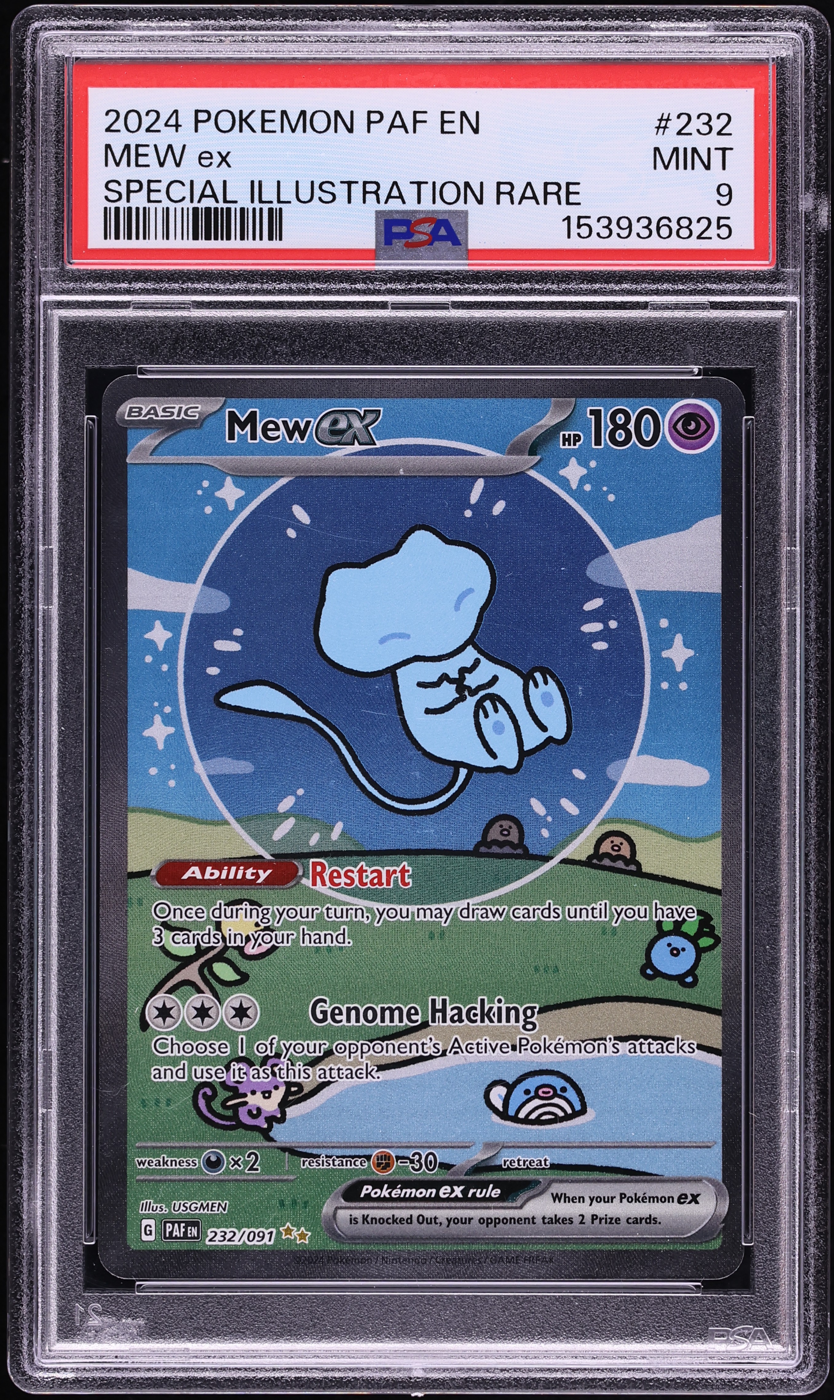 2024 Pokemon Scarlet & Violet Paldean Fates SIR Shiny Mew ex #232 PSA 9 MINT