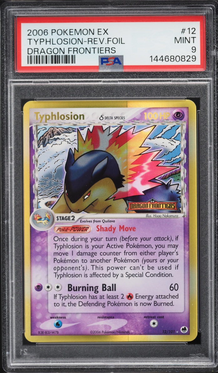 2006 Pokemon EX Dragon Frontiers Reverse Holo Typhlosion #12 PSA 9 MINT