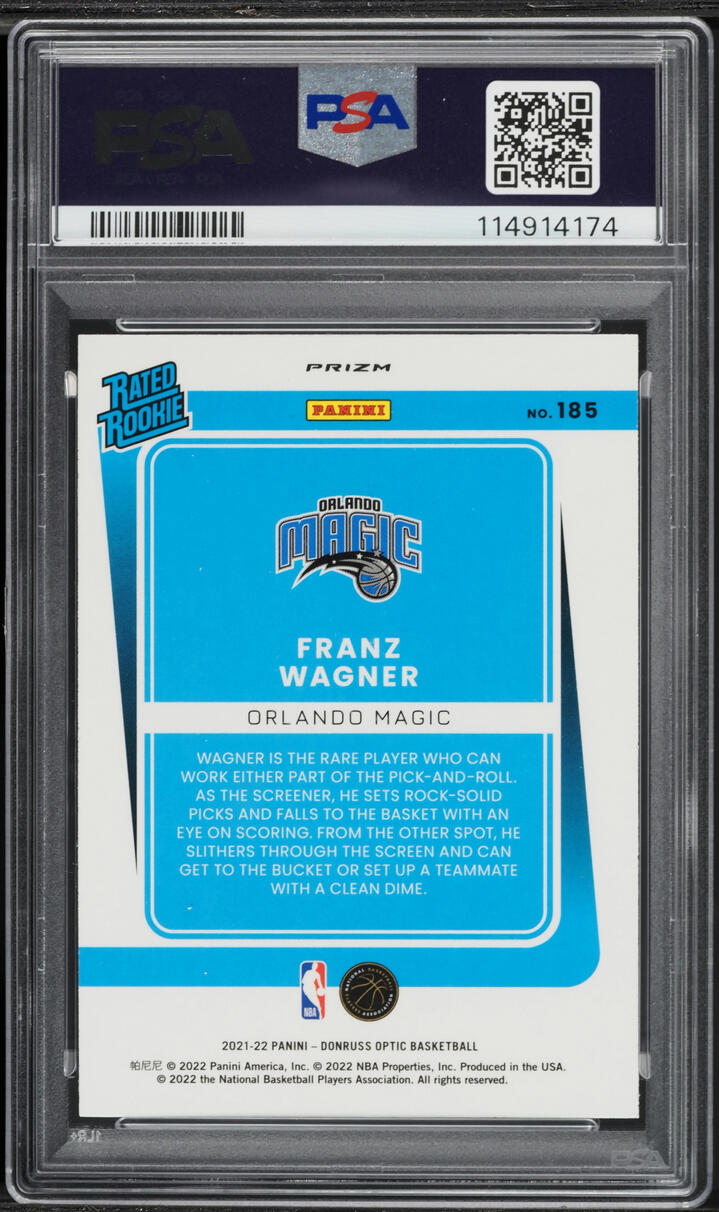 2021 Donruss Optic Purple Prizm Franz Wagner ROOKIE #185 PSA 9 MINT