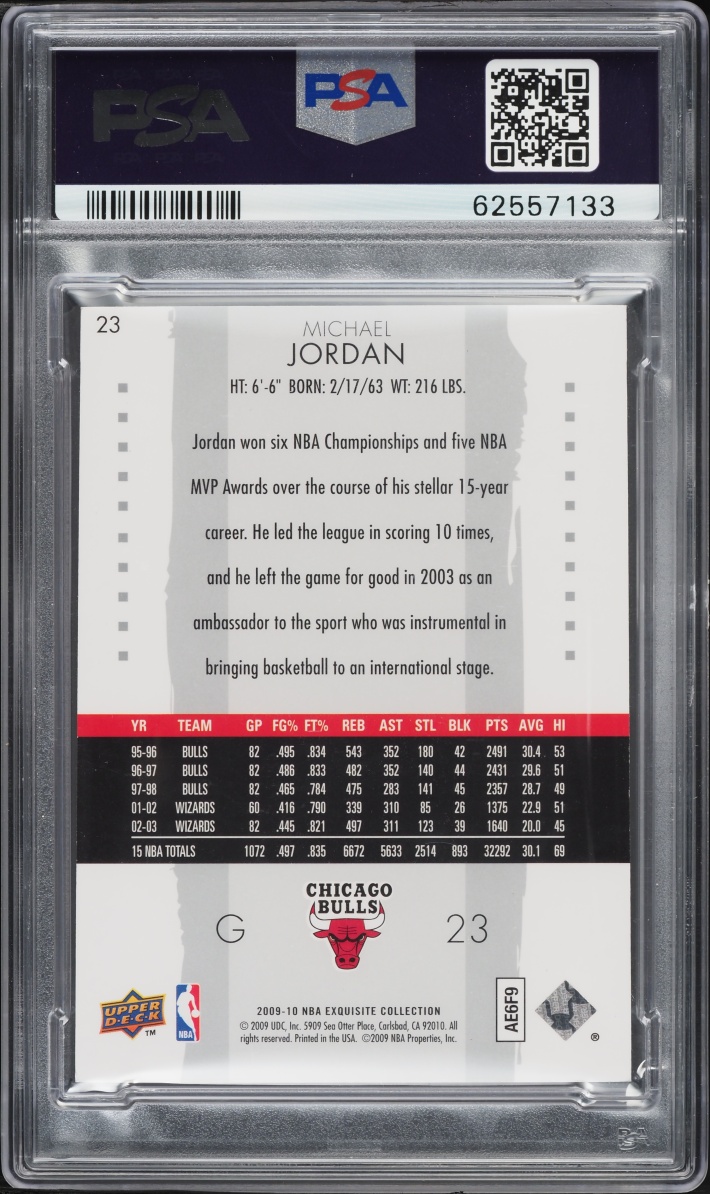 2009 Exquisite Collection Michael Jordan /199 #23 PSA 8 NM-MT