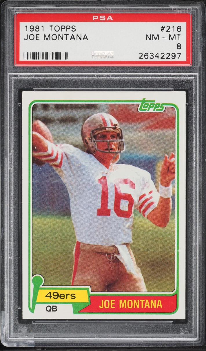 1981 Topps Football Joe Montana ROOKIE #216 PSA 8 NM-MT