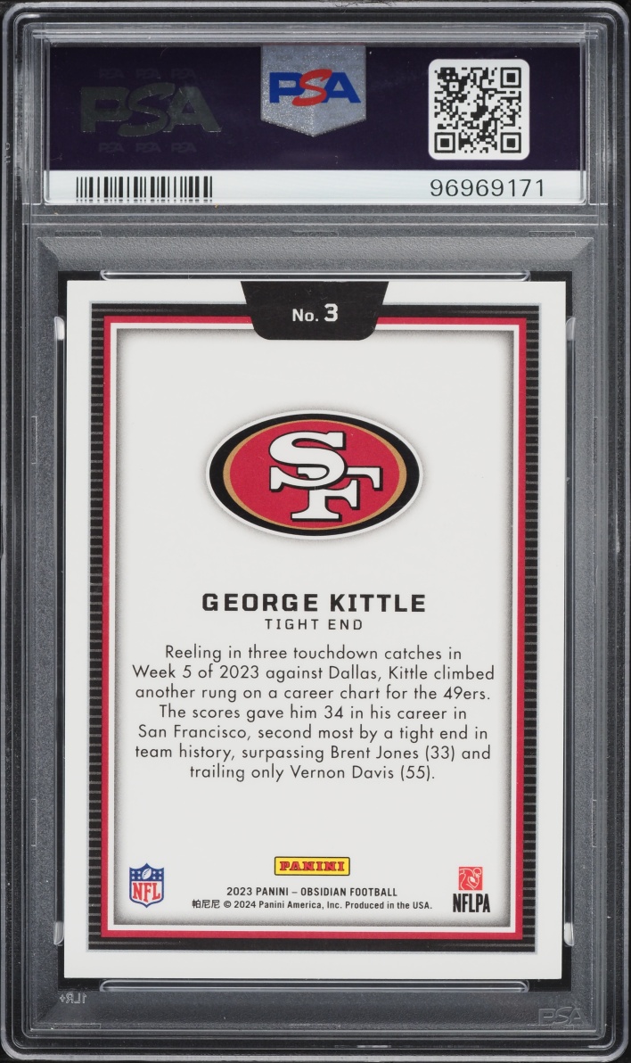 2023 Panini Obsidian Black Colorblast George Kittle #3 PSA 10 GEM MINT