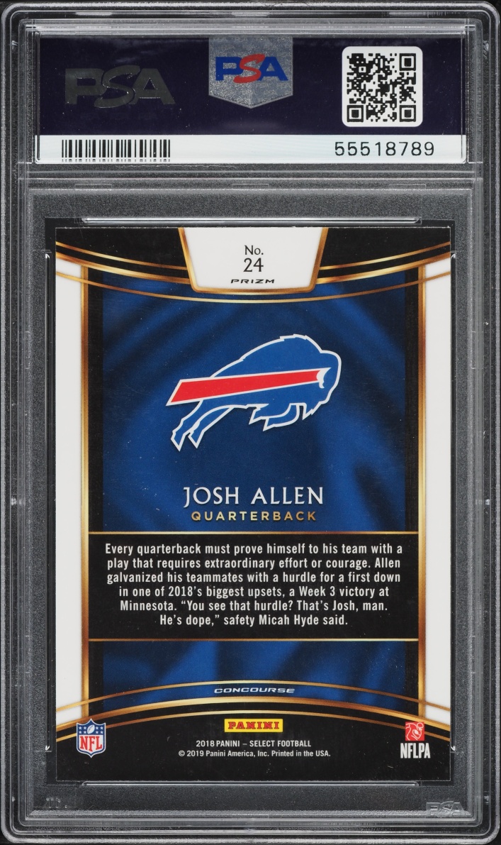 2018 Select Concourse Silver Prizm Josh Allen ROOKIE #24 PSA 10 GEM MINT