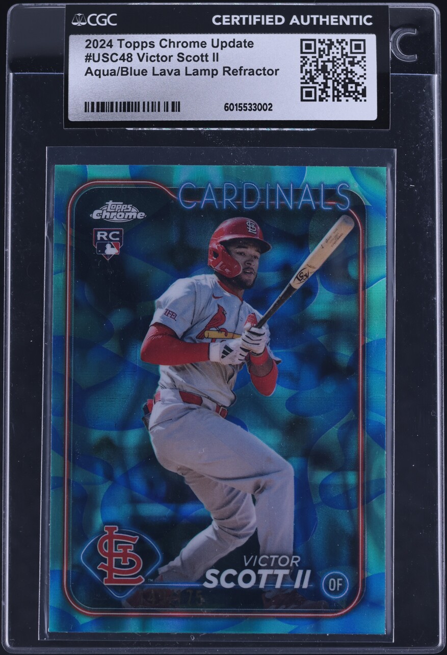 2024 Topps Chrome Aqua Blue Lava Lamp Refractor Victor Scott II RC /175 CGC AUTH