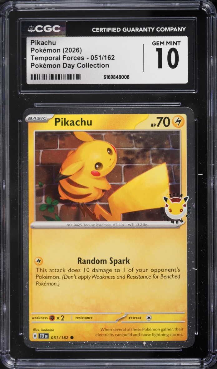 2026 Pokemon Day Collection Temporal Forces Pikachu #51 CGC 10 Gem Mint