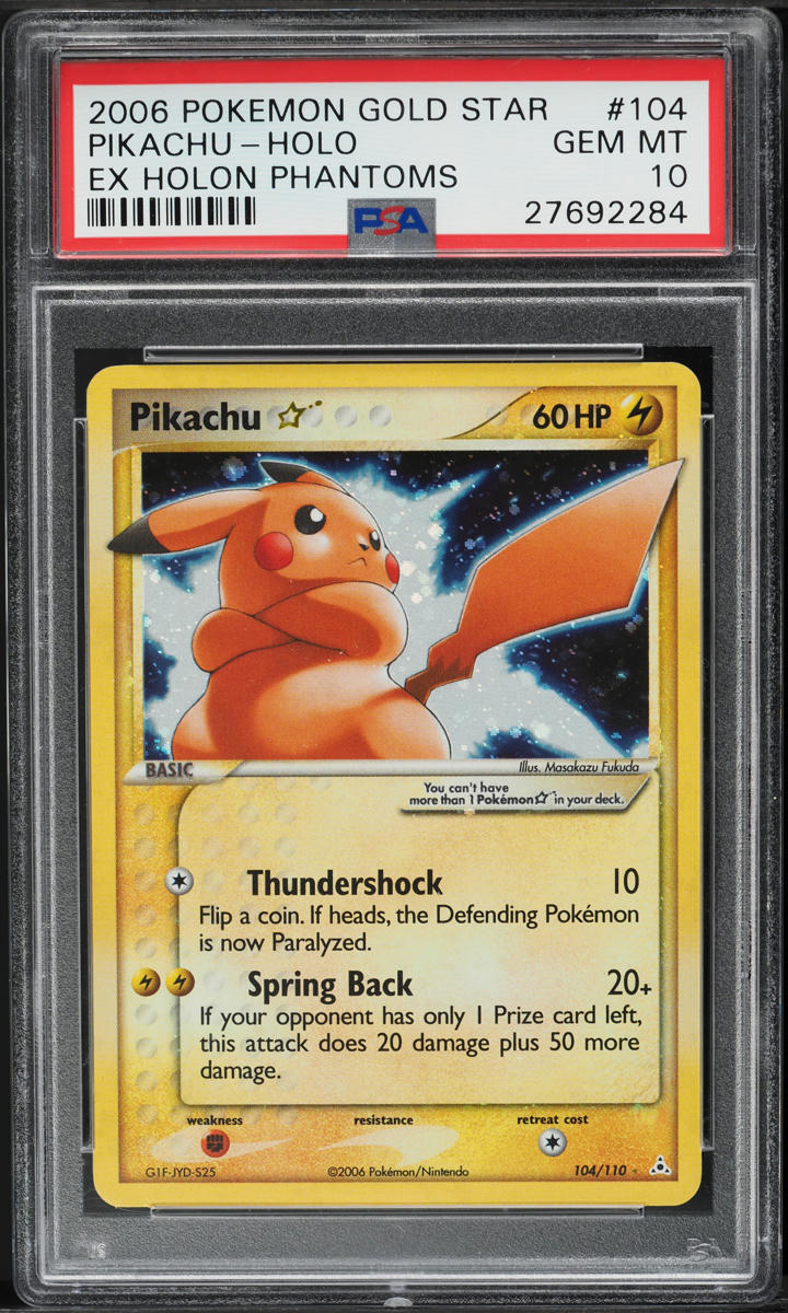 2006 Pokemon EX Holon Phantoms Holo Pikachu Gold Star #104 PSA 10 GEM MINT