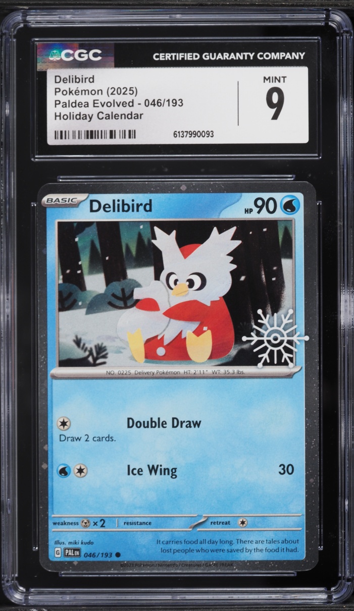 2025 Pokemon Scarlet & Violet Paldea Evolved Holiday Calendar Delibird #46 CGC 9 MINT
