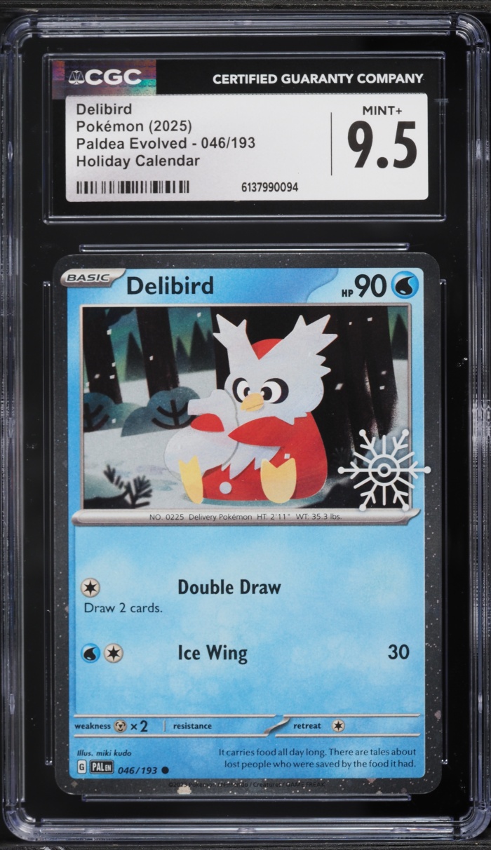 2025 Pokemon Scarlet & Violet Paldea Evolved Holiday Calendar Delibird #46 CGC 9.5 MINT+