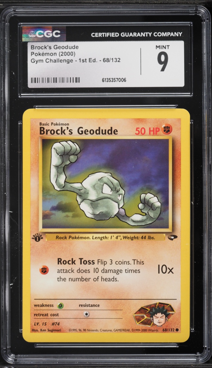 2000 Pokemon Gym Challenge 1st Edition Brock's Geodude #68 CGC 9 MINT