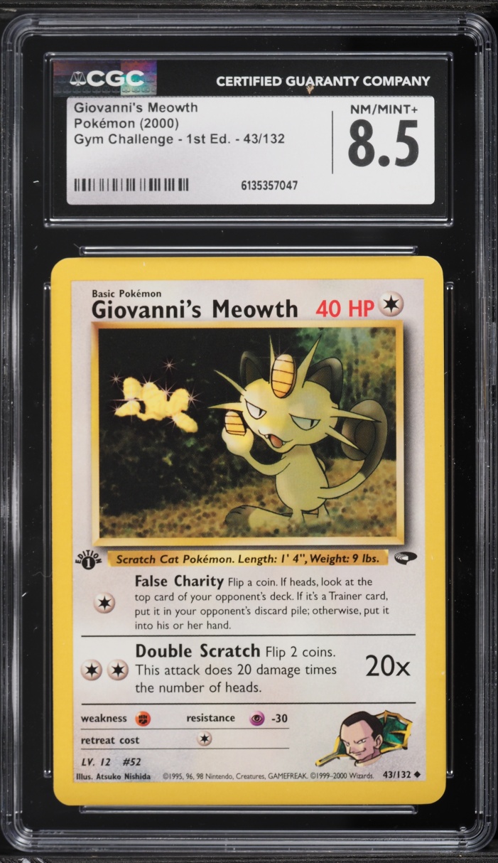 2000 Pokemon Gym Challenge 1st Edition Giovanni's Meowth #43 CGC 8.5 NM-MT+